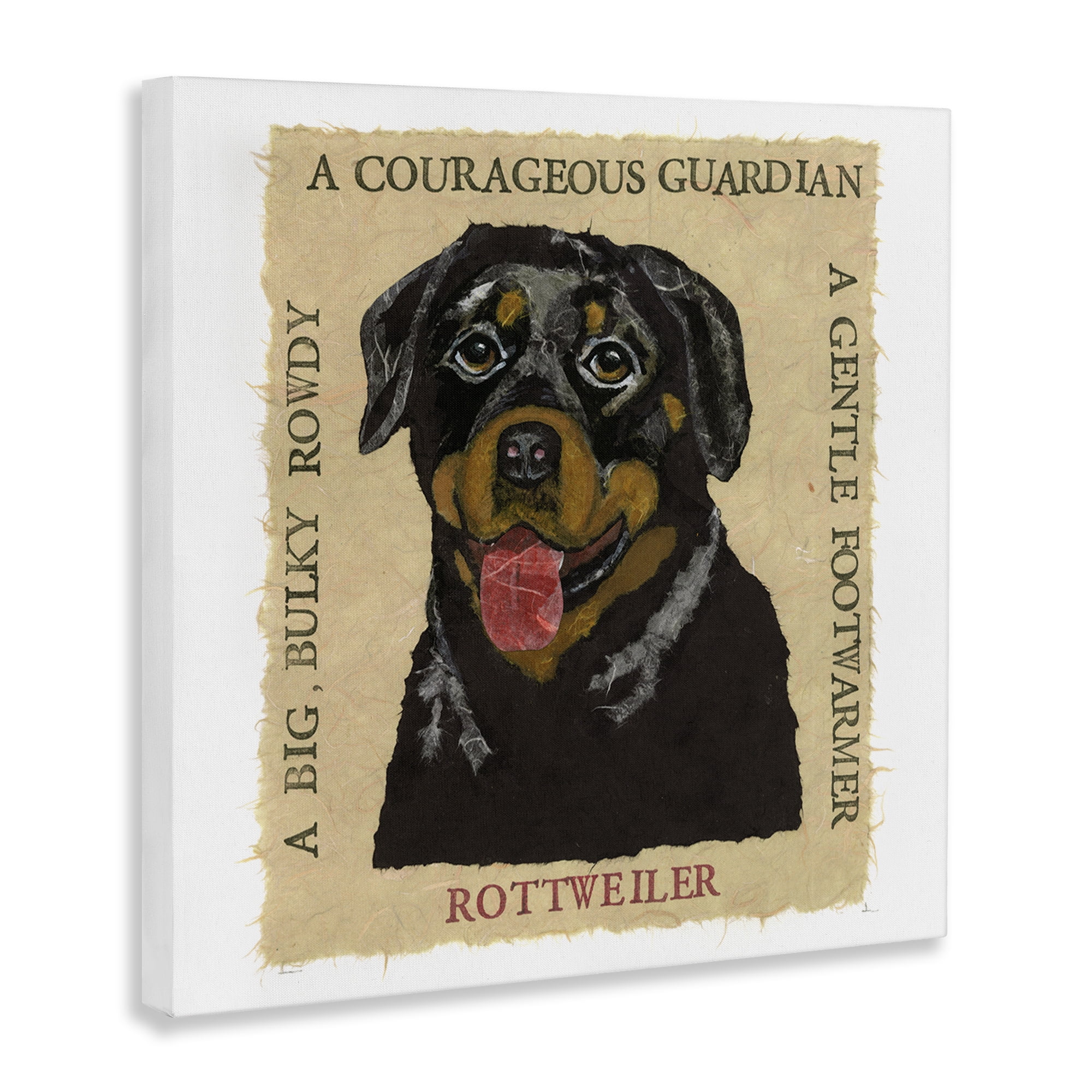 Stupell Industries Fun Rottweiler Pet Phrases Animals Painting Wrapped Canvas Art Print Wall Art, 36 x 36