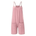 thumbnail image 3 of MSJUHEG Jumpsuits For Women Dressy Camisole Tops For Women Womens Summer Casual Sleeveless Rompers Loose Spaghetti Strap Shorts Jumpsuit With Pockets Jumpsuit Pink Xxl, 3 of 4
