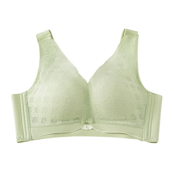 AINIYS Women's Lift and Support Push-Up Bra Wireless Breathable Everyday Bras Floral Lace Cleavage Bra Plus Size Armpit Fat Control Bra Lightweight Minimizer Bra for Summer Bralette Green 34