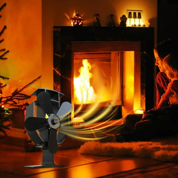 PEONAVET Fireplace Fan Wood Stove Fan Heat Powered, 5 Blades Motors Fireplace Fan, Thermoelectric Fan for Wood Burning Stove/Pellet/Log