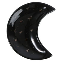 STRANDCHIC Black Ceramic Moon Shaped Jewelry Plate 1Pc Practical Desktop Storage Tray for and Accessories