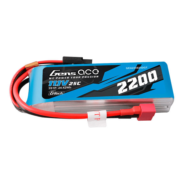 Gens ace 2200mAh 3S 11.1V 25C G-Tech LiPo Battery Pack with Deans Plug