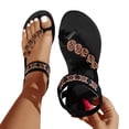 thumbnail image 4 of Xfvqtps Flat Sandals for Women Summer Bohemian Style Elastic Back Strappy Embroidered Open Toe Thong Shoes, 4 of 9