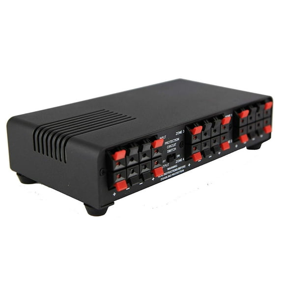 Melody (TM) 4 Channel Speaker Selector Multi-Zone Audio Home Surround Sound Control with Impedance Protection