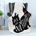 thumbnail image 4 of Best Friend Soft Flannel Fleece Throw Blanket, Typographic Design with a Cat and a Dog Silhouette, Cozy Plush for Indoor and Outdoor Use, 50" x 60", Charcoal Grey White, by Ambesonne, 4 of 5