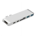 thumbnail image 5 of Sinhoon 7in1 USB-C Hub Dual Type-C Multiport Card Reader Adapter 4K HDMI MacBook Pro Silver, 5 of 9