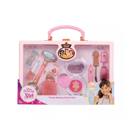 Disney Princess Style Collection Trendy Pretend and Play Pink Makeup Tote for Girls Ages 3 to 6 Years