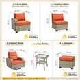 thumbnail image 3 of Vcatnet 8 Pieces Outdoor Patio Furniture Sectional Sofa Wicker Conversation Set with Swivel Glider Chairs for Porch,Backyard,Orange Red, 3 of 8