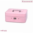 thumbnail image 2 of Lockable Steel Security Box, Mini Portable Security Box, Mini Portable Steel Security Safe, for Bulk Money, Coins (Pink), 2 of 4