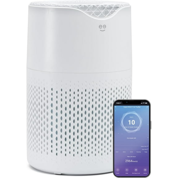 Geeni Air Purifier for Home - Hepa Air Filter for Pet Dander, Smoke, Allergies, Dust, Odor Eliminator, Medium Size Room Air Cleaner up to 215 Square Feet, Wifi Control, Alexa, Google Home Compatible