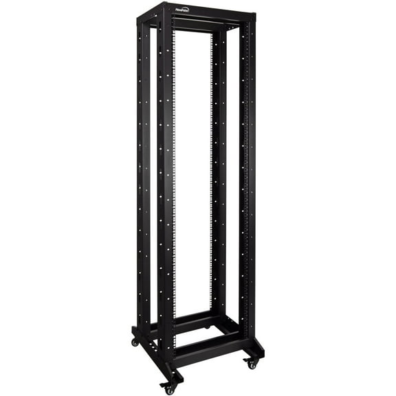 NavePoint 42U 4 Post Server Rack – Open Frame Rack for 19 Inch Equipment, Adjustable Depth 4-Post Network Rack Floor Mount, 42U Server Rack 793lbs Capacity, Black
