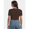 thumbnail image 7 of Women's Crew Neck Ribbed Fitted Shirt Basic Short Sleeves Summer T Shirt Tops, 7 of 7