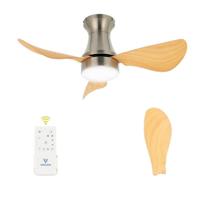 Ventilador de Techo Empotrado de 30 Pulgadas con Luz - Pequeño Ventilador de Techo con Luz para Recámara/habitación de Niños/habitación Pequeña - Uso Interior/exterior - Registro de 3 Aspas