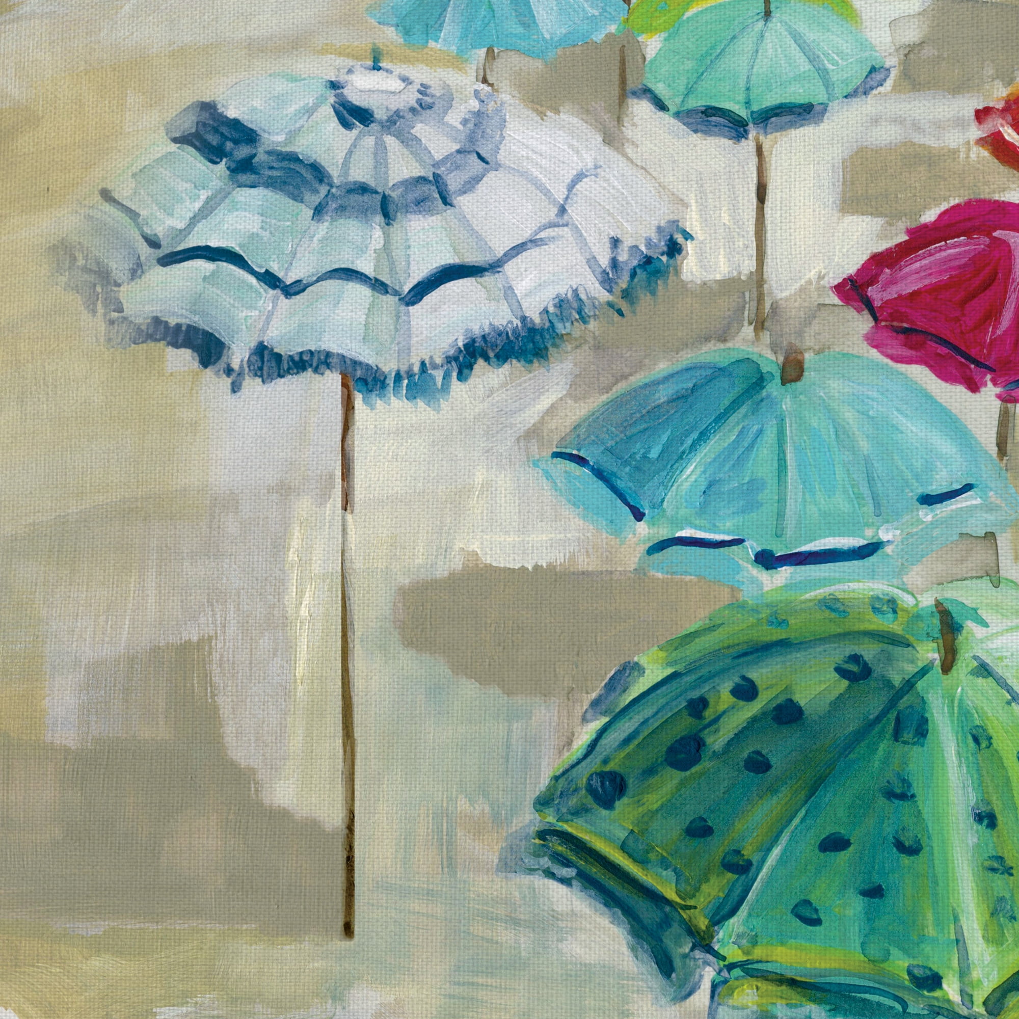 Masterpiece Art Gallery Making Shade with Beach Umbrella II by Carol Robinson Canvas Art Print 30" x 30"