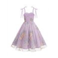 thumbnail image 5 of Girls Mesh Princess Dresses Trendy Embroidery Flower Lace Bow Spaghetti Gown for Pageant Wedding Birthday Party Graduation Dance Prom Purple 8-9 Years, 5 of 6