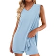 thumbnail image 2 of Women'S 2 Piece Shorts Sets V Neck Long Tank Tops High Waisted Loose Fit Matching Travel Outfits M, 2 of 8