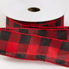 1-1/2" Red and Black Buffalo Plaid Wired Ribbon
