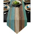 thumbnail image 2 of Turquoise Wooden Planks Rustic Table Runners Modern Home Kitchen Dining Tablecloths Wedding Party Table Decoration Table Runner, 2 of 5