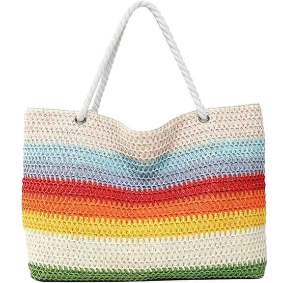 AlmosTen Mesh Beach Bag Totes with Zipper for Women,Beach Tote Extra Large Foldable Mesh Swim Bag with Pockets Zipper,Sandproof,Waterproof Womens Beach Bags,Rainbow
