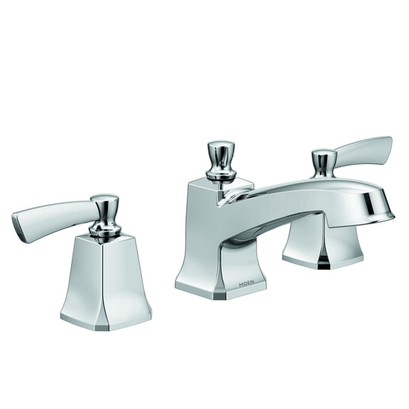 Moen Conway Chrome Two Handle Widespread Bathroom Sink Faucet with Valve Included