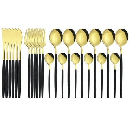 

UMMH Stainless Steel Dinnerware Set Mix Gold Cutlery Set Dinner Knife Fork Coffee Spoon Tableware Kitchen Silverware Sets