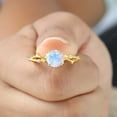 thumbnail image 6 of JEWELRYTREASURE 5 mm / 2 Ct Rainbow Moonstone Ring Yellow Gold Plated Ring Crossover Handmade Jewelry June Birthstone Engagement Ring Gifts Natural Gemstone Ring, 6 of 7
