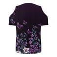 thumbnail image 2 of Womens Cold Shoulder Tunic Tops with Prints Short Sleeve V Neck Graphic Tees Summer Fashion Tshirts (XL, Purple), 2 of 6