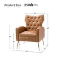 thumbnail image 5 of Vegan Leather Accent Chair Upholstered Wingback Armchair Tufted Back Gold Leg Lounge Club Sofa Chair Living Room Bedroom Camel, 5 of 8