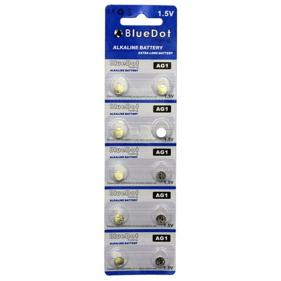 BlueDot Trading Brand AG1 Button Cell Extra Life Alkaline Batteries - 10 Pack (Use Interchangeably with LR621 SR60, SR60L, CX60, T Battery, D364, V364, GP364, 531, 620, 602, SB-AG/DG)