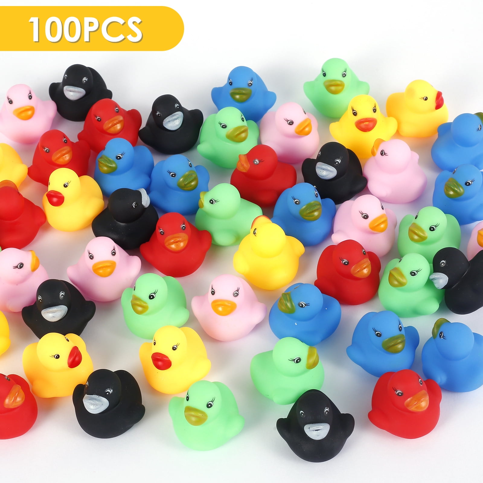 Tcwhniev 100 Pcs Rubber Ducks,Assorted Ducks Toy for Kids, Sensory Play, Stress Relief, Baby Bath Toy Rubber Duck for Shower Birthday Summer Beach Pool Activity Party Favors Gift
