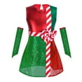 thumbnail image 2 of iiniim Girls Sequin Color Block Christmas Dance Dress Xmas Party Outfit with Oversleeves Green 10, 2 of 7