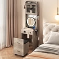 thumbnail image 3 of Ktaxon Makeup Vanity Table for Small Spaces, Vanity Table Set with 3 Color LED Light, Bedroom Dressing Table, Gray, 3 of 13