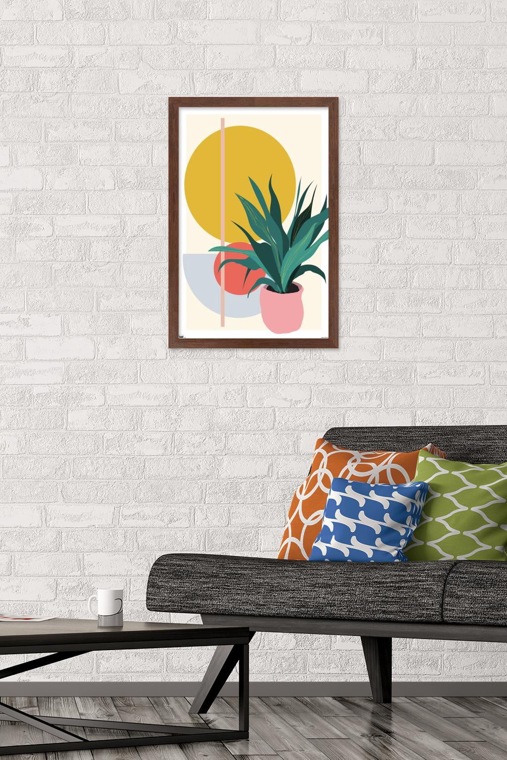 Abstract Potted Plant Wall Poster, 14.725" x 22.375" Framed