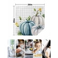 thumbnail image 4 of Fall Blue White Pumpkin Cloth Napkins Set of 8 Reusable Dinner Napkins, Thanksgiving Leaves Floral Plaid Cocktail Napkin Washable Table Napkins for Wedding/Holiday Party/Baby Shower 20"x20", 4 of 7