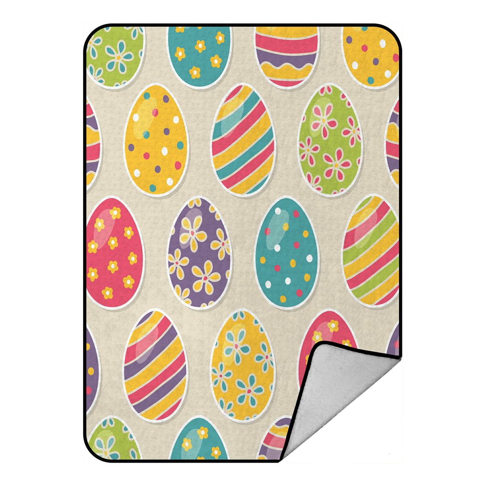 ABPHQTO Easter Eggs Fleece Blanket Fleece Back Throw Blanket 58x80 Inch
