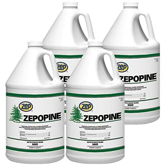 Zep Zepopine Pine Odor Disinfectant Cleaner - 1 Gallon (Case of 4) 183424 - Excellent Deodorant, Use on Washable Hard Nonporous Surfaces, Non-Corrosive