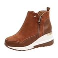 thumbnail image 2 of Bnwani Womens Boots,Winter Boots,Round Toe,Zip-Up,Wedge,Cozy,Brown,35(US:5), 2 of 6