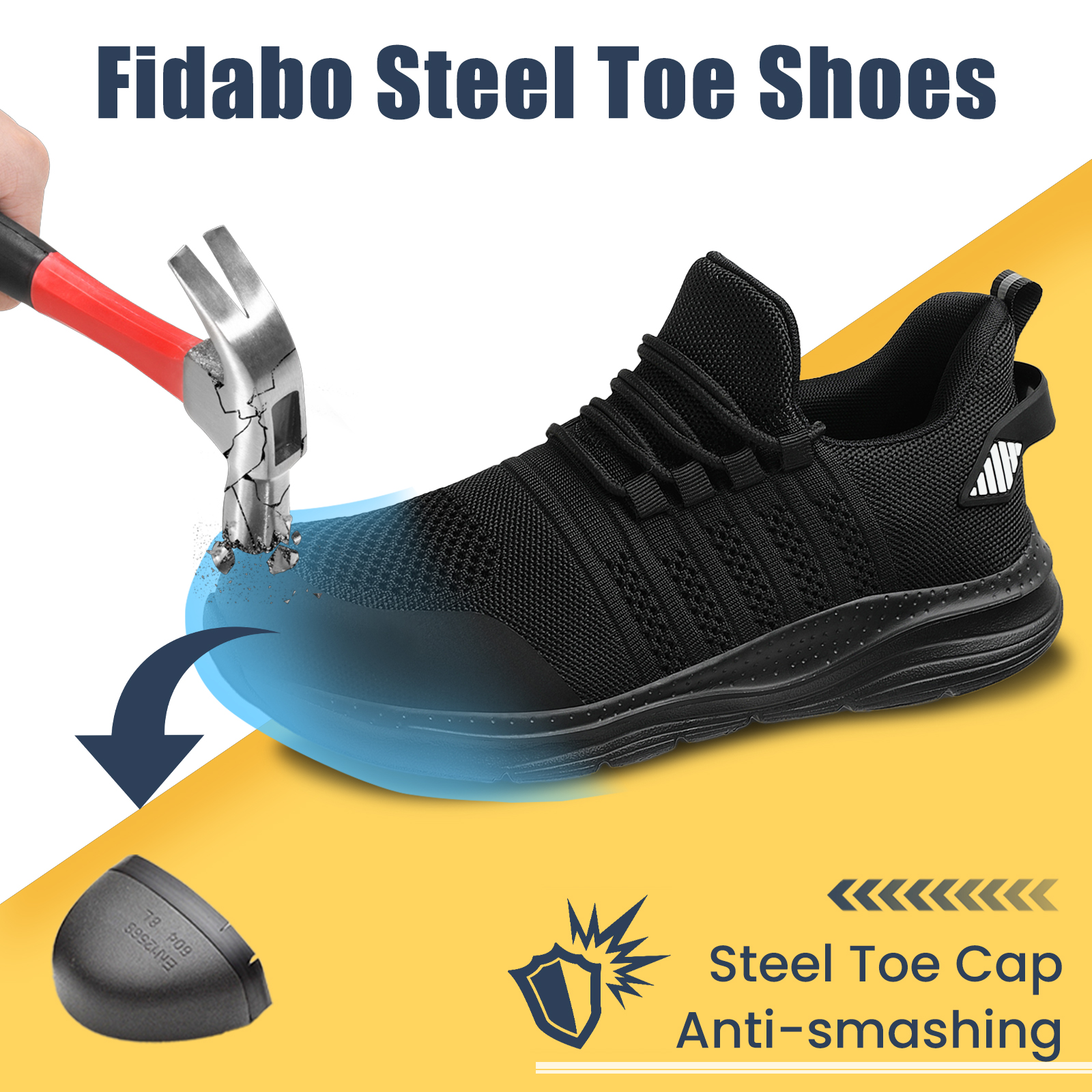 Fidabo Unisex Steel Toe Puncture-Proof Safety Work Shoe photo 5