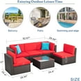 thumbnail image 7 of Sobaniilo 6 Pieces Patio Furniture Sets, All Weather PE Wicker Outdoor Conversation Set with Glass Table (Red), 7 of 7