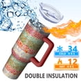 thumbnail image 5 of OBREWU Pioneer Flower Tumbler with Handle and Lid,Pioneer Flower 40oz Double Wall Vacuum Insulated Tumbler,Cups Gift for Women and Men, 5 of 7