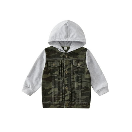 

wybzd Kids Boys Autumn Hooded Jacket Contrast Color/ Camouflage Print Long Sleeve Patchwork Tops Outwear 18 Months-6 Years
