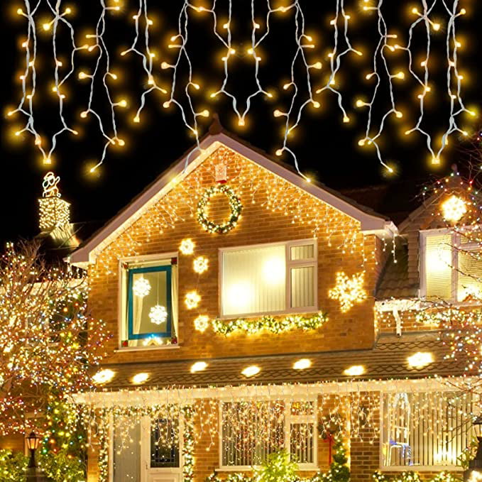 Christmas Special 300-400LED Light Icicle Fairy Lights,10M Lead,8 Modes,Memory 