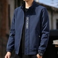 thumbnail image 4 of Men's Thin Casual Jacket, Stand Up Collar Workwear Zipper Coat With Pocket, Solid Color Lightweight Outerwear For Spring Blue Xxs, 4 of 9