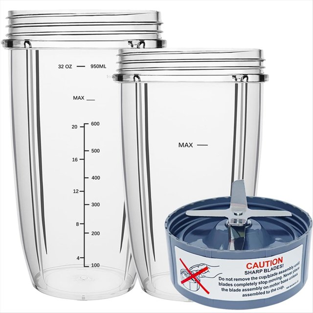 Piezas de Repuesto de Licuadora para 600W/900W Pro, Vasos de 32 Oz y 24 Oz con Cuchilla Extractora de Repuesto