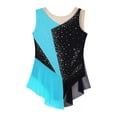 thumbnail image 5 of TSSOE Girls Kids Sequins Figure Ice Skating Dress Costume Sleeveless Ballet Dance Leotard with Mesh Tutu Skirt Blue Green 10, 5 of 7