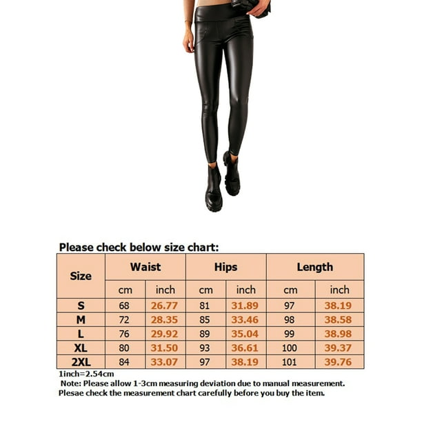 Lutabuo Thermal Leggings High Waist Tights Women Faux Leather Leggings  Pants (L)