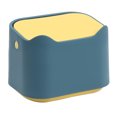 thumbnail image 1 of Ficarrico Mini bote de basura de plástico moderno con tapa - Cesta de basura para tocador de baño, escritorio, mesa o mesa de café - Desechar rondas de algodón, esponjas de maquillaje, pañuelos, 1 of 5