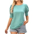 thumbnail image 2 of Ahuyic Women's Loose Plus Size Short-Sleeved Top,Summer Casual Daily Clothes For Women,Women's Short Sleeve Solid Color Crewneck Casual Top Pullover T-shirt, 2 of 5