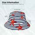 thumbnail image 3 of Yiaed Starfish Navy Blue Stripe Print Reflective Stripe Bucket Hat Unisex Funny Outdoor Fisherman Cap Beach Sun Hat, 3 of 5