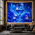 thumbnail image 6 of Blue Rose Wine Glass Surrounded By Sparkles, Romantic Gothic Style for Flower Lovers, Floral Wall Art, Valentine's Day Gift Tapestry Wall Hanging for Bedroom and Dining Room, 6 of 7